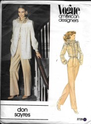 2729 VOGUE DON SAYRES 70S JACKET, PANTS, RUFFLE BLOUSE PATTERN 8 UNCUT